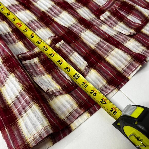 Vintage DCC Missy Casual Top Red White Plaid Sz M Cotton 3/4 Sleeve Collar - Picture 12 of 16